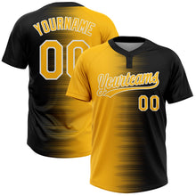 Laden Sie das Bild in den Galerie-Viewer, Uksn Individuelles Schwarz Gold-Weiß Farbverlauf Horizontaler Streifen Zweiknopf Unisex Softball-Trikot