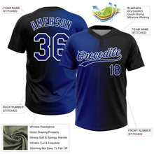 Laden Sie das Bild in den Galerie-Viewer, Uksn Individuelles Schwarz Royalblau-Weiß Farbverlauf Horizontaler Streifen Zweiknopf Unisex Softball-Trikot