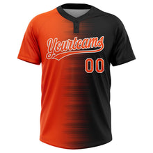 Laden Sie das Bild in den Galerie-Viewer, Uksn Individuelles Schwarz Orange-Weiß Farbverlauf Horizontaler Streifen Zweiknopf Unisex Softball-Trikot