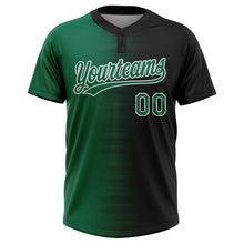 Laden Sie das Bild in den Galerie-Viewer, Uksn Individuelles Schwarz Kelly-Grün-Weiß Farbverlauf Horizontaler Streifen Zweiknopf Unisex Softball-Trikot