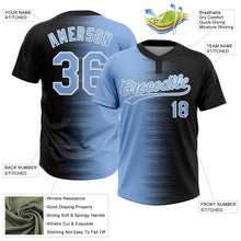 Laden Sie das Bild in den Galerie-Viewer, Uksn Individuelles Schwarz Hellblau-Weiß Farbverlauf Horizontaler Streifen Zweiknopf Unisex Softball-Trikot