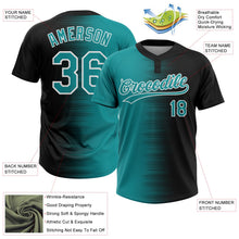 Laden Sie das Bild in den Galerie-Viewer, Uksn Individuelles Schwarz Petrol-Weiß Farbverlauf Horizontaler Streifen Zweiknopf Unisex Softball-Trikot