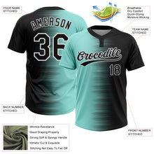 Laden Sie das Bild in den Galerie-Viewer, Uksn Individuelles Schwarz Eisblau-Weiß Farbverlauf Horizontaler Streifen Zweiknopf Unisex Softball-Trikot