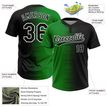 Laden Sie das Bild in den Galerie-Viewer, Uksn Individuelles Schwarz Grasgrün-Weiß Farbverlauf Horizontaler Streifen Zweiknopf Unisex Softball-Trikot