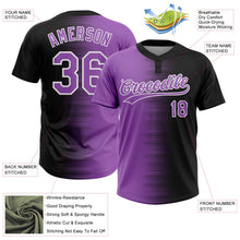 Laden Sie das Bild in den Galerie-Viewer, Uksn Individuelles Schwarz Violett Mittelviolett-Weiß Farbverlauf Horizontaler Streifen Zweiknopf Unisex Softball-Trikot