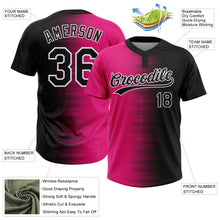 Laden Sie das Bild in den Galerie-Viewer, Uksn Individuelles Schwarz Hot Pink-Weiß Farbverlauf Horizontaler Streifen Zweiknopf Unisex Softball-Trikot