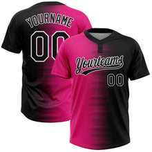 Laden Sie das Bild in den Galerie-Viewer, Uksn Individuelles Schwarz Hot Pink-Weiß Farbverlauf Horizontaler Streifen Zweiknopf Unisex Softball-Trikot