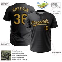 Laden Sie das Bild in den Galerie-Viewer, Uksn Individuelles Schwarz Altgold-Grau Farbverlauf Horizontaler Streifen Zweiknopf Unisex Softball-Trikot