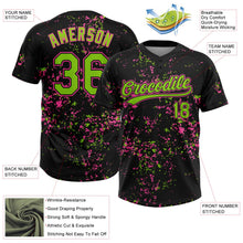 Laden Sie das Bild in den Galerie-Viewer, Uksn Individuelles Schwarz Neongrün-Pink Abstrakt zersplitterter Farbspritzer Zweiknopf Unisex Softball-Trikot