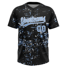 Laden Sie das Bild in den Galerie-Viewer, Uksn Individuelles Schwarz Hellblau-Weiß Abstrakt zersplitterter Farbspritzer Zweiknopf Unisex Softball-Trikot