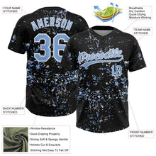 Laden Sie das Bild in den Galerie-Viewer, Uksn Individuelles Schwarz Hellblau-Weiß Abstrakt zersplitterter Farbspritzer Zweiknopf Unisex Softball-Trikot