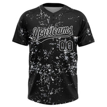 Laden Sie das Bild in den Galerie-Viewer, Uksn Individuelles Schwarz Weiß-Light Grau Abstrakt zersplitterter Farbspritzer Zweiknopf Unisex Softball-Trikot