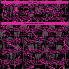 Laden Sie das Bild in den Galerie-Viewer, Uksn Individuelles Schwarz Dunkelrosa-Grau Raglanärmel Neon-Blitz-Craquele Zweiknopf Unisex Softball-Trikot