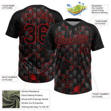 Laden Sie das Bild in den Galerie-Viewer, Uksn Individuelles Schwarz Rot-Grau Raglanärmel Neon-Blitz-Craquele Zweiknopf Unisex Softball-Trikot
