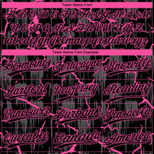 Laden Sie das Bild in den Galerie-Viewer, Uksn Individuelles Schwarz Pink-Grau Raglanärmel Neon-Blitz-Craquele Zweiknopf Unisex Softball-Trikot