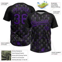 Laden Sie das Bild in den Galerie-Viewer, Uksn Individuelles Schwarz Violett-Grau Raglanärmel Neon-Blitz-Craquele Zweiknopf Unisex Softball-Trikot
