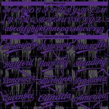 Laden Sie das Bild in den Galerie-Viewer, Uksn Individuelles Schwarz Violett-Grau Raglanärmel Neon-Blitz-Craquele Zweiknopf Unisex Softball-Trikot
