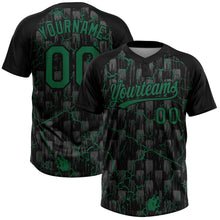 Laden Sie das Bild in den Galerie-Viewer, Uksn Individuelles Schwarz Kelly-Grün-Grau Raglanärmel Neon-Blitz-Craquele Zweiknopf Unisex Softball-Trikot