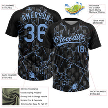 Laden Sie das Bild in den Galerie-Viewer, Uksn Individuelles Schwarz Hellblau-Grau Raglanärmel Neon-Blitz-Craquele Zweiknopf Unisex Softball-Trikot