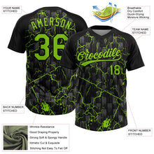 Laden Sie das Bild in den Galerie-Viewer, Uksn Individuelles Schwarz Neongrün-Grau Raglanärmel Neon-Blitz-Craquele Zweiknopf Unisex Softball-Trikot