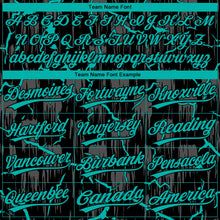 Laden Sie das Bild in den Galerie-Viewer, Uksn Individuelles Schwarz Aqua-Grau Raglanärmel Neon-Blitz-Craquele Zweiknopf Unisex Softball-Trikot