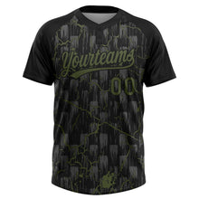 Laden Sie das Bild in den Galerie-Viewer, Uksn Individuelles Schwarz Oliv-Grau Raglanärmel Neon-Blitz-Craquele Zweiknopf Unisex Softball-Trikot