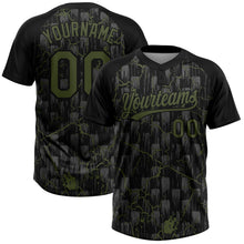 Laden Sie das Bild in den Galerie-Viewer, Uksn Individuelles Schwarz Oliv-Grau Raglanärmel Neon-Blitz-Craquele Zweiknopf Unisex Softball-Trikot