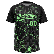 Laden Sie das Bild in den Galerie-Viewer, Uksn Individuelles Schwarz Erbsengrün-Grau Raglanärmel Neon-Blitz-Craquele Zweiknopf Unisex Softball-Trikot