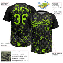 Laden Sie das Bild in den Galerie-Viewer, Uksn Individuelles Schwarz Neongrün-Grau Raglanärmel Neon-Blitz-Craquele Zweiknopf Unisex Softball-Trikot