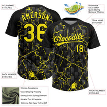 Laden Sie das Bild in den Galerie-Viewer, Uksn Individuelles Schwarz Hellgelb-Grau Raglanärmel Neon-Blitz-Craquele Zweiknopf Unisex Softball-Trikot