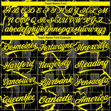 Laden Sie das Bild in den Galerie-Viewer, Uksn Individuelles Schwarz Hellgelb-Grau Raglanärmel Neon-Blitz-Craquele Zweiknopf Unisex Softball-Trikot