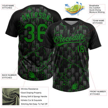 Laden Sie das Bild in den Galerie-Viewer, Uksn Individuelles Schwarz Grasgrün-Grau Raglanärmel Neon-Blitz-Craquele Zweiknopf Unisex Softball-Trikot
