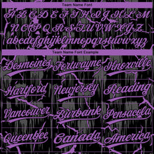 Laden Sie das Bild in den Galerie-Viewer, Uksn Individuelles Schwarz Mittelviolett-Grau Raglanärmel Neon-Blitz-Craquele Zweiknopf Unisex Softball-Trikot