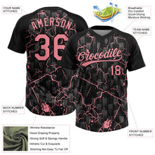 Laden Sie das Bild in den Galerie-Viewer, Uksn Individuelles Schwarz-Mittelrosa Raglanärmel Neon-Blitz-Craquele Zweiknopf Unisex Softball-Trikot