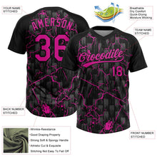 Laden Sie das Bild in den Galerie-Viewer, Uksn Individuelles Schwarz Dunkelrosa-Grau Raglanärmel Neon-Blitz-Craquele Zweiknopf Unisex Softball-Trikot