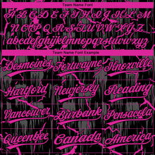 Laden Sie das Bild in den Galerie-Viewer, Uksn Individuelles Schwarz Dunkelrosa-Grau Raglanärmel Neon-Blitz-Craquele Zweiknopf Unisex Softball-Trikot