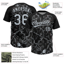 Laden Sie das Bild in den Galerie-Viewer, Uksn Individuelles Schwarz Silber Silber-Grau Raglanärmel Neon-Blitz-Craquele Zweiknopf Unisex Softball-Trikot