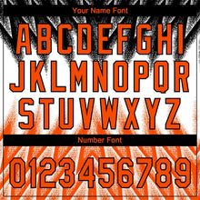 Laden Sie das Bild in den Galerie-Viewer, Uksn Individuelles Schwarz Orange-Weiß Raglanärmel Abstrakt geometrisches Chevron-Zickzack Zweiknopf Unisex Softball-Trikot