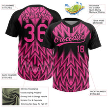 Laden Sie das Bild in den Galerie-Viewer, Uksn Individuelles Schwarz-Pink Raglanärmel Abstrakt geometrisches Chevron-Zickzack Zweiknopf Unisex Softball-Trikot