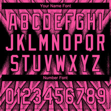 Laden Sie das Bild in den Galerie-Viewer, Uksn Individuelles Schwarz-Pink Raglanärmel Abstrakt geometrisches Chevron-Zickzack Zweiknopf Unisex Softball-Trikot
