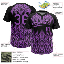 Laden Sie das Bild in den Galerie-Viewer, Uksn Individuelles Schwarz-Violett Raglanärmel Abstrakt geometrisches Chevron-Zickzack Zweiknopf Unisex Softball-Trikot
