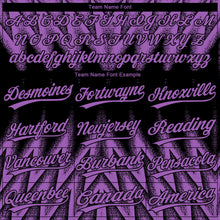 Laden Sie das Bild in den Galerie-Viewer, Uksn Individuelles Schwarz-Violett Raglanärmel Abstrakt geometrisches Chevron-Zickzack Zweiknopf Unisex Softball-Trikot