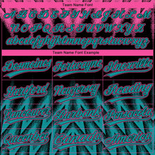 Laden Sie das Bild in den Galerie-Viewer, Uksn Individuelles Schwarz Petrol-Pink Raglanärmel Abstrakt geometrisches Chevron-Zickzack Zweiknopf Unisex Softball-Trikot
