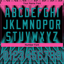 Laden Sie das Bild in den Galerie-Viewer, Uksn Individuelles Schwarz Petrol-Pink Raglanärmel Abstrakt geometrisches Chevron-Zickzack Zweiknopf Unisex Softball-Trikot