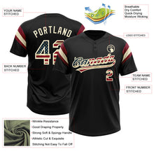 Laden Sie das Bild in den Galerie-Viewer, Uksn Individuelles Schwarz Vintage USA-Flagge Creme-Karmesinrot Raglanärmel Streifen Zweiknopf Unisex Softball-Trikot