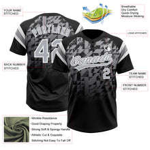 Laden Sie das Bild in den Galerie-Viewer, Uksn Individuelles Schwarz Grau-Weiß Farbverlauf geometrisches Gitter Ärmelstreifen Zweiknopf Unisex Softball-Trikot