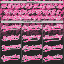 Laden Sie das Bild in den Galerie-Viewer, Uksn Individuelles Schwarz Pink-Weiß Farbverlauf geometrisches Gitter Ärmelstreifen Zweiknopf Unisex Softball-Trikot