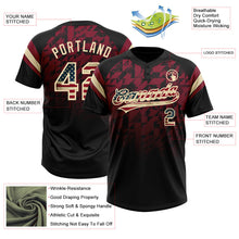 Laden Sie das Bild in den Galerie-Viewer, Uksn Individuelles Schwarz Vintage USA-Flagge Karmesinrot-Creme Farbverlauf geometrisches Gitter Ärmelstreifen Zweiknopf Unisex Softball-Trikot