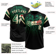Laden Sie das Bild in den Galerie-Viewer, Uksn Individuelles Schwarz Vintage mexikanische Flagge Kelly-Grün-Creme Farbverlauf geometrisches Gitter Ärmelstreifen Zweiknopf Unisex Softball-Trikot
