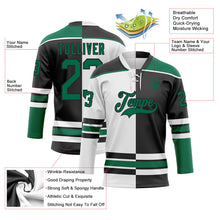 Laden Sie das Bild in den Galerie-Viewer, Uksn Individuelles Schwarz Kelly-Grün-Weiß Split-Fashion Eishockey-Trikot mit Schnürkragen